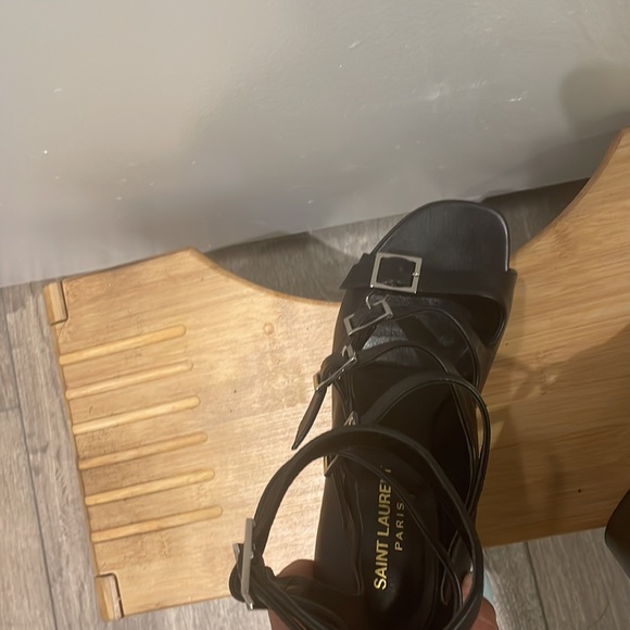 BEAUTIFUL Saint Laurent black wrap up block heels size 7 in EXCELLENT condition! - Picture 6 of 9